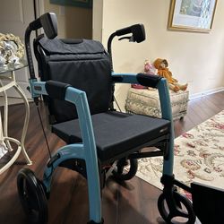 Rollz Motion 2-in-1 rollator and Transport Chair (Island Blue, Regular)