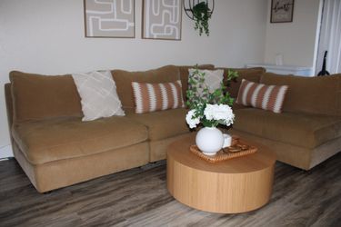 Large Tan/Brown L-Shaped Sectional – $450 OBO