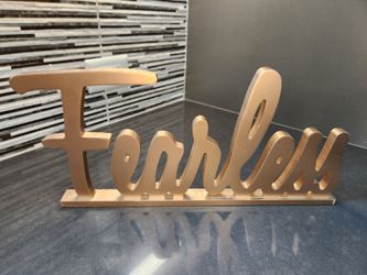 BEAUTIFUL Large 18x6 FEARLESS Motivational Standing Word Art Rose Gold NEW