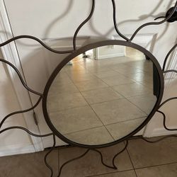 Wrought Iron Sun Mirror 53”