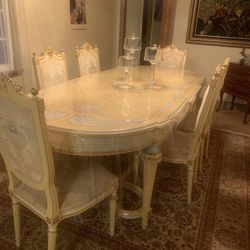 Dining Table, 6 Chairs And China Cabinet (hutch)