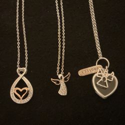 3 18” Silver Necklaces With Pendants,by LA…