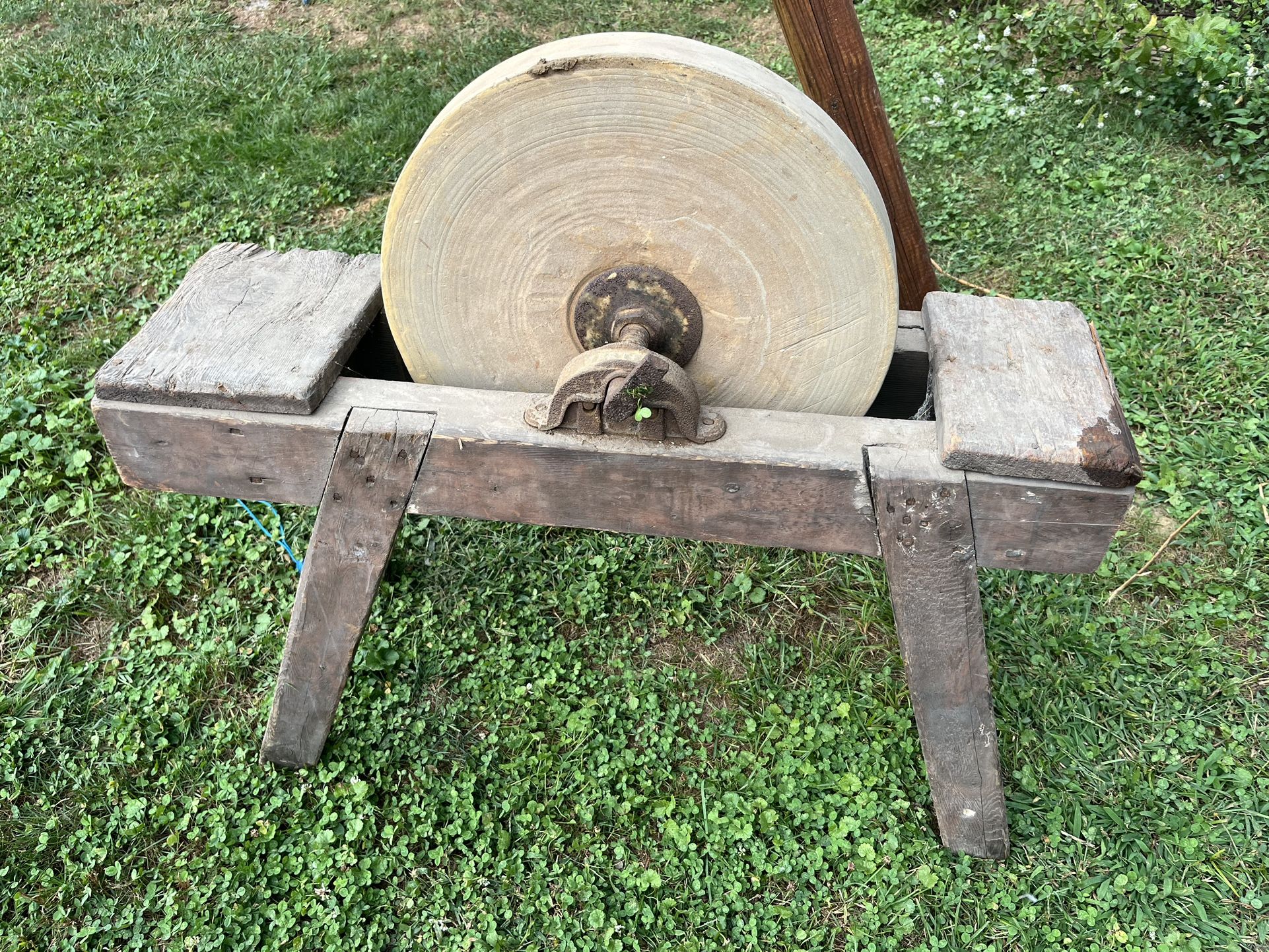 Antique Free Standing Hand Crank Grinding Sharpening Wheel