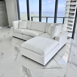 New White Sectional Cloud Couch Sofa