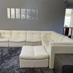 Z Gallerie Convo White Leather Couch 