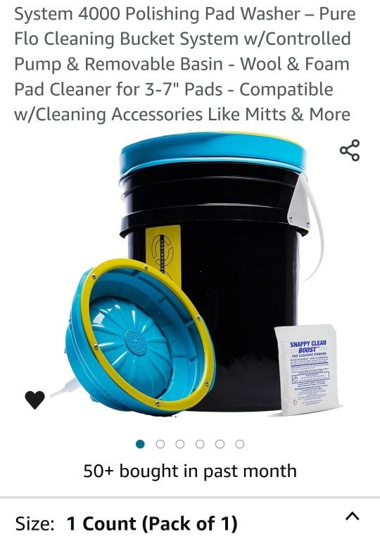 System 4000 Polishing Pad Washer – Pure Flo Cleaning Bucket System w/Controlled Pump & Removable Basin - Wool & Foam Pad Cleaner for 3-7" Pads - Compa