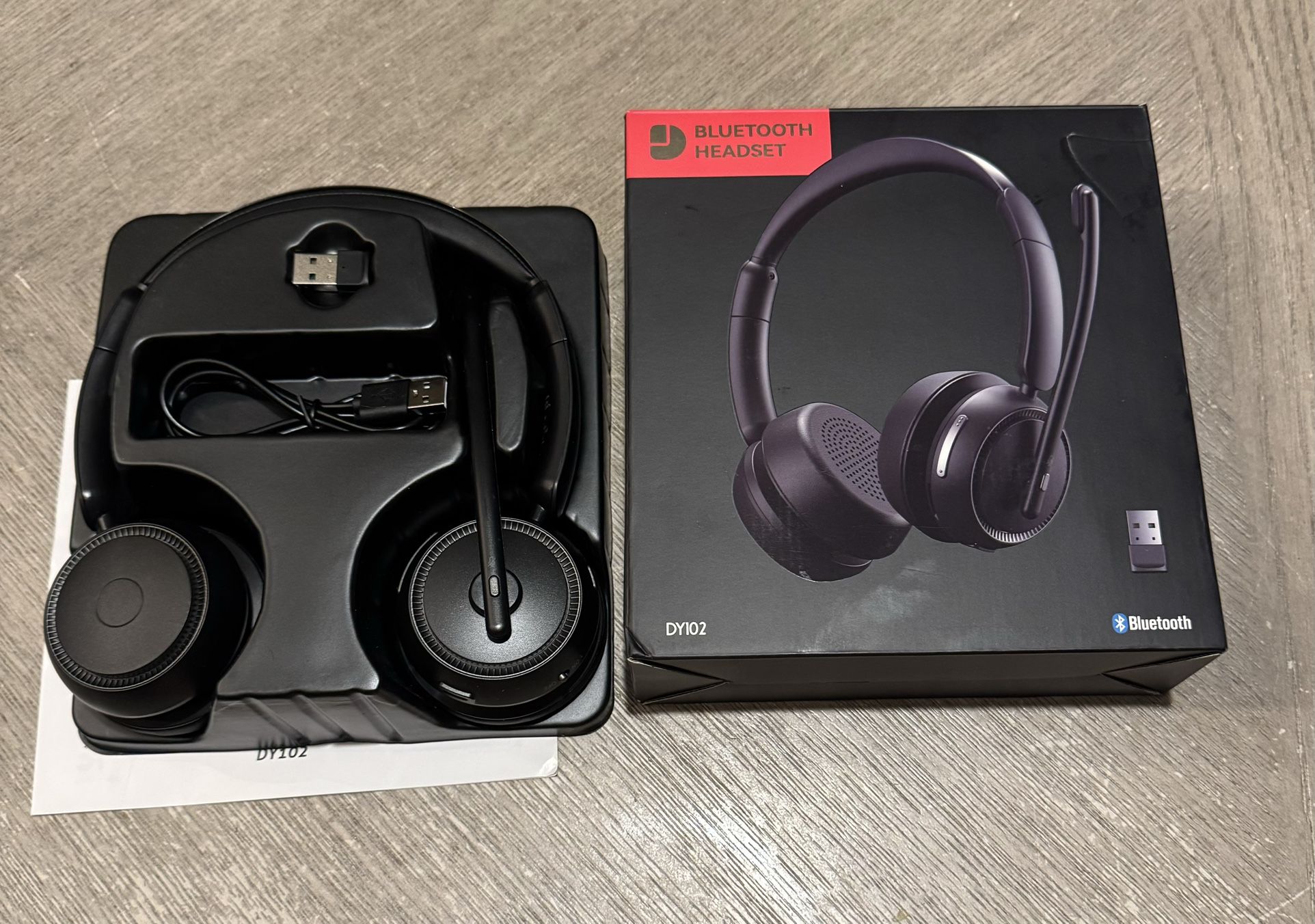 Wireless Headset with Mic for Work, Bluetooth Headset with Noise Canceling Microphone & HI-FI Stereo Sound, 65 Hrs Working Time, Wireless Headset for