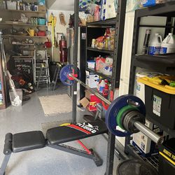 Weight Rack, Plates & Bench