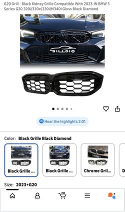 G20 Grill - Black Kidney Grille Compatible With 2023-IN BMW 3 Series G20 320i/330e/330i/M340i Gloss Black Diamond
