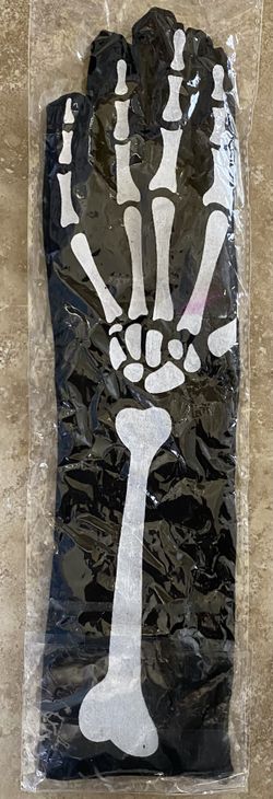 Womens One Size Skeleton Bone Gloves Halloween Costume Black White NEW