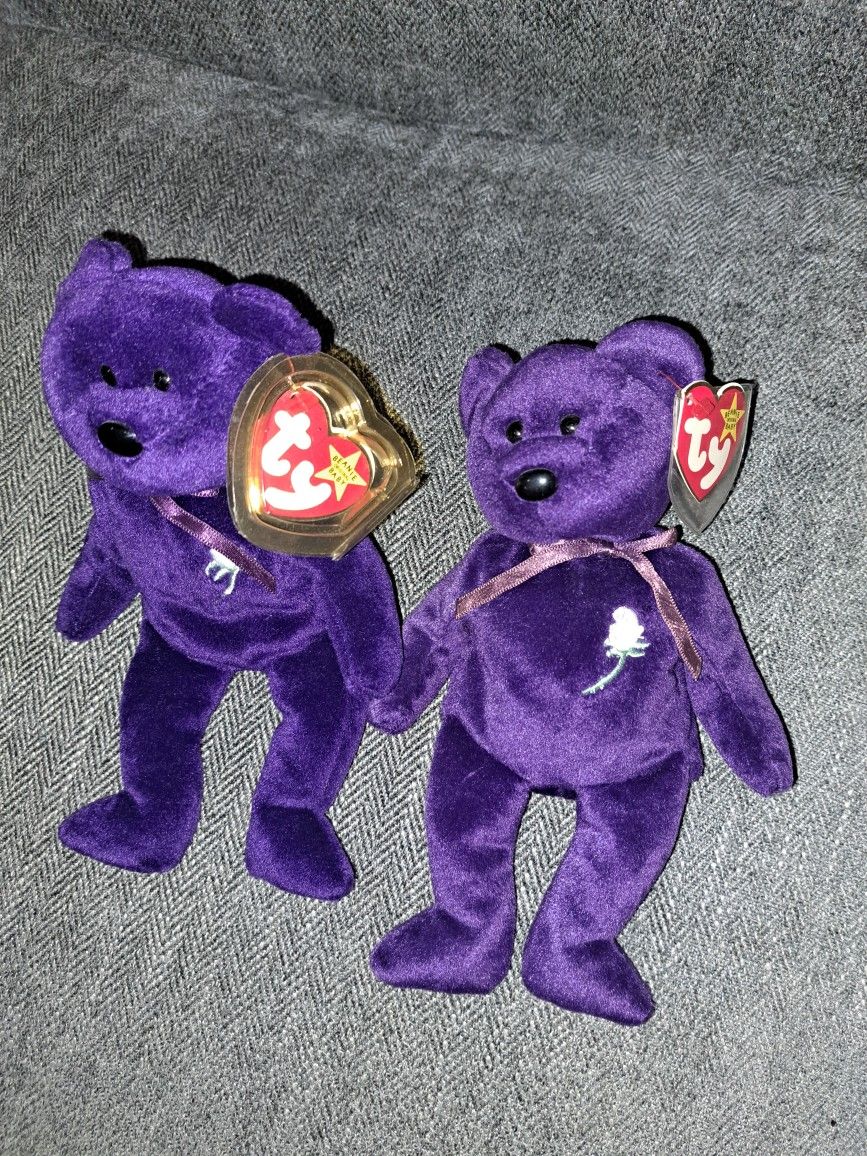 2 Vintage Princess Diana Ty Beanie Babies In Excellent New Condition For 1 Price