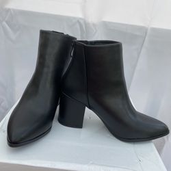 Pointed Toe Block High Heel Boots - Size 6