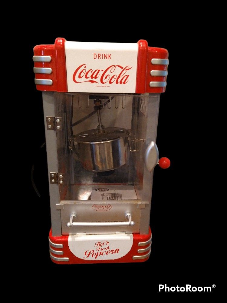 Nostalgia RKP730CK 2.5 oz Coca-Cola Kettle Popcorn Maker.
24" tall x 8" wide.
Great shape!! Used only a few times.