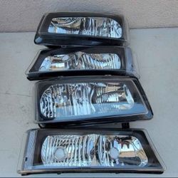 03-06 Chevrolet Silverado Avalanche Headlights Luces Micas Calaveras Faros Faroles Focos Chevy Headlamps 
