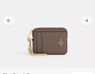 NWT Coach zip card case in Dark Stone