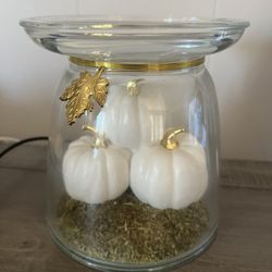 Bath & Body Works Fall Pumpkin Candle Holder White Gold
