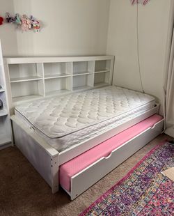 White Twin Bookcase Daybed with Trundle