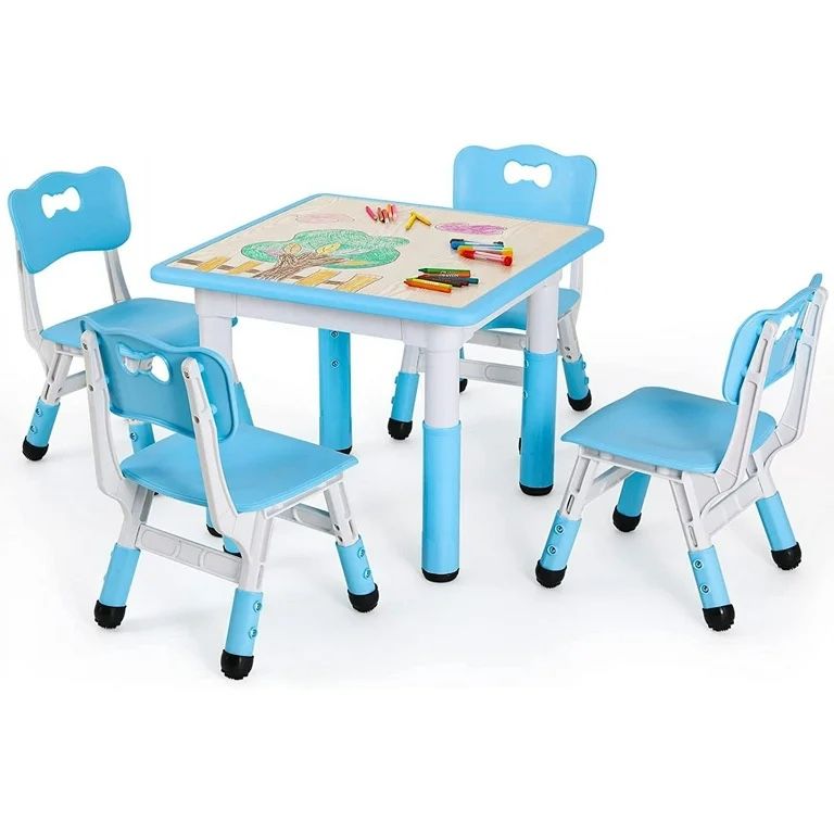 Blue Kids Table And  4 Chairs