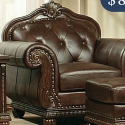 Leather Accent Chair - Elegant Living Room Furniture