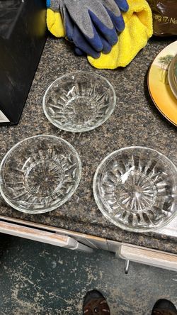 Set of 3 Clear Cut Glass Bowls