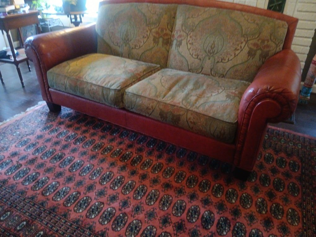 Pearson red and tan luxury Leather and sofa couch loveseat .