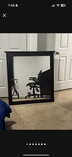 Nice Dark Wood Framed Large Hanging Wall Mirror