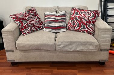 Light Gray Loveseat and Sofa - couches