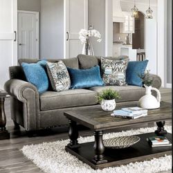 Gray Sofa With Accent Pillows 