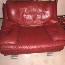 Oversized Red Leather Chair