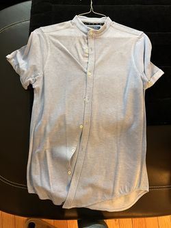 Zara Man Summer Shirt New Plain Cotton Pique Size Small Slim Fit