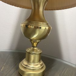 Vintage Stiffel Style Brass Table Lamp with Pleated Shade