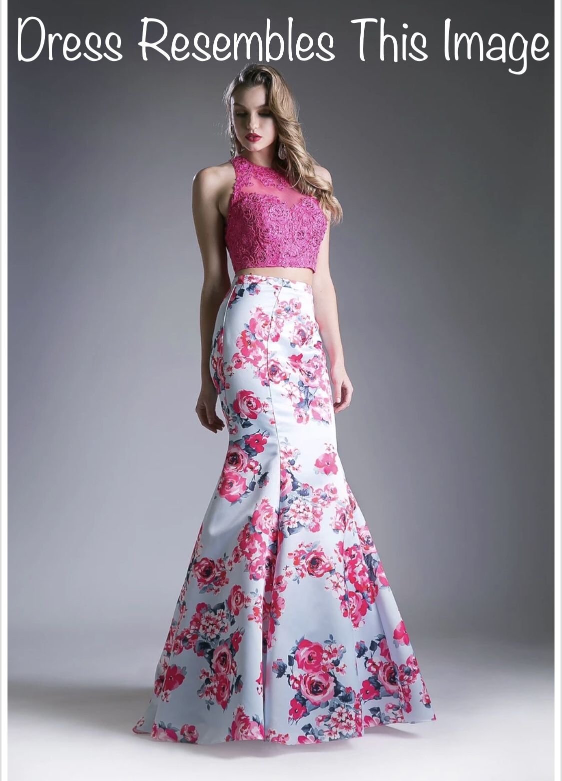 Pink Floral Two Piece Prom Dress NWT Size 1