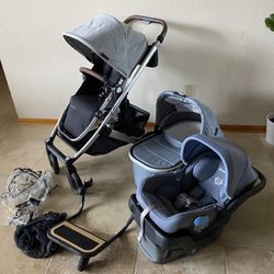 Uppababy Cruz V2 Stroller With Car Seat And Bassinet And Piggyback Board