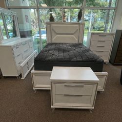 WHITE LED’s BOUCLE HEADBOARD BED 🛏️ FAST DELIVERY!! 🚚 