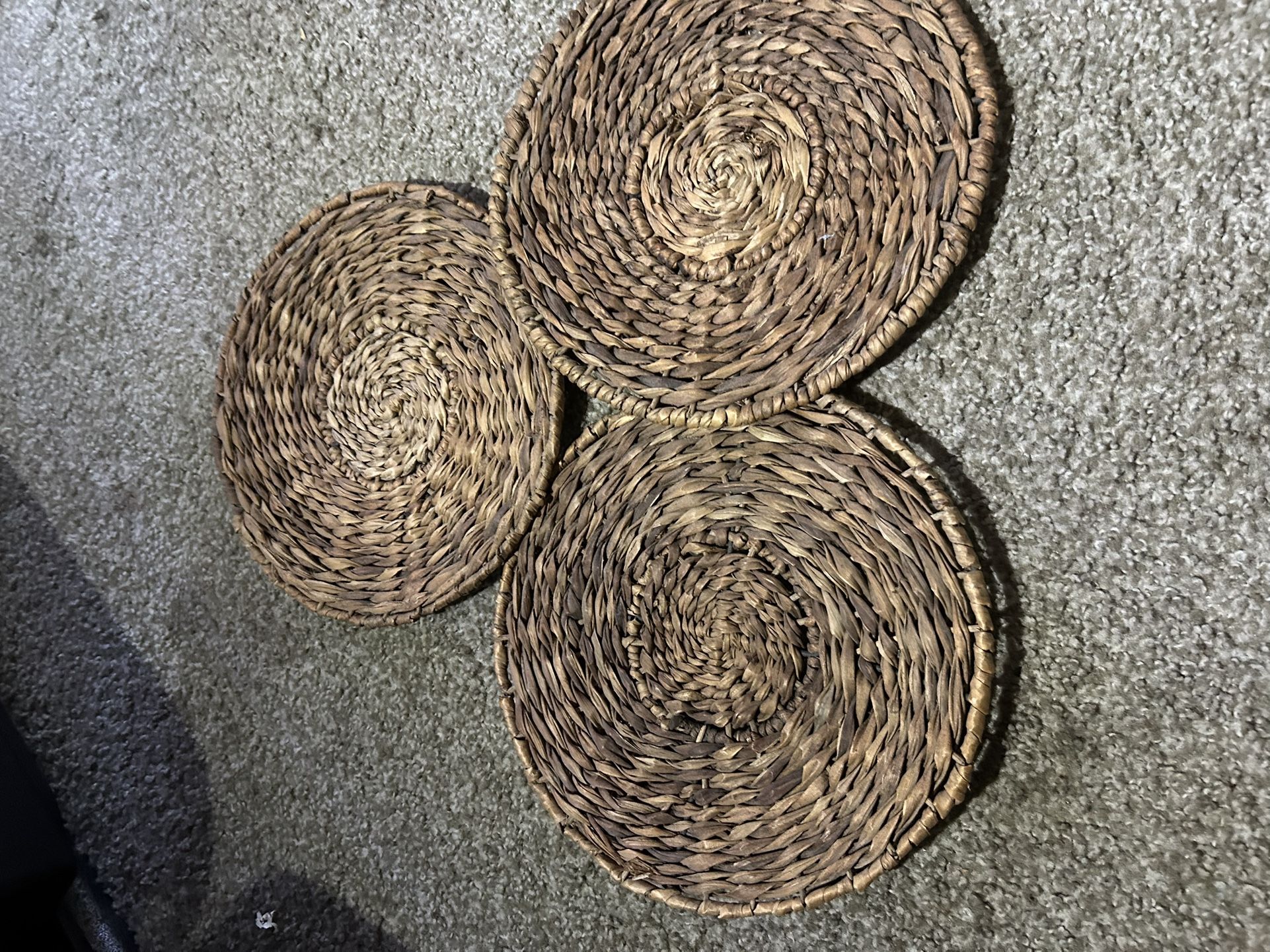 Set of 3 Natural Woven Trivets / Placemats