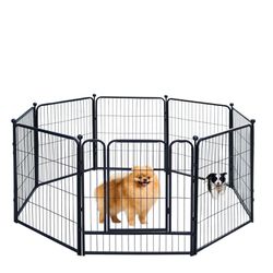 Dog Playpen,32 Inch Height In Heavy Duty,Folding Indoor Outdoor Dog Exercise Fence, Portable Pet Playpen With Door For Large Medium Dogs - Silver Gray