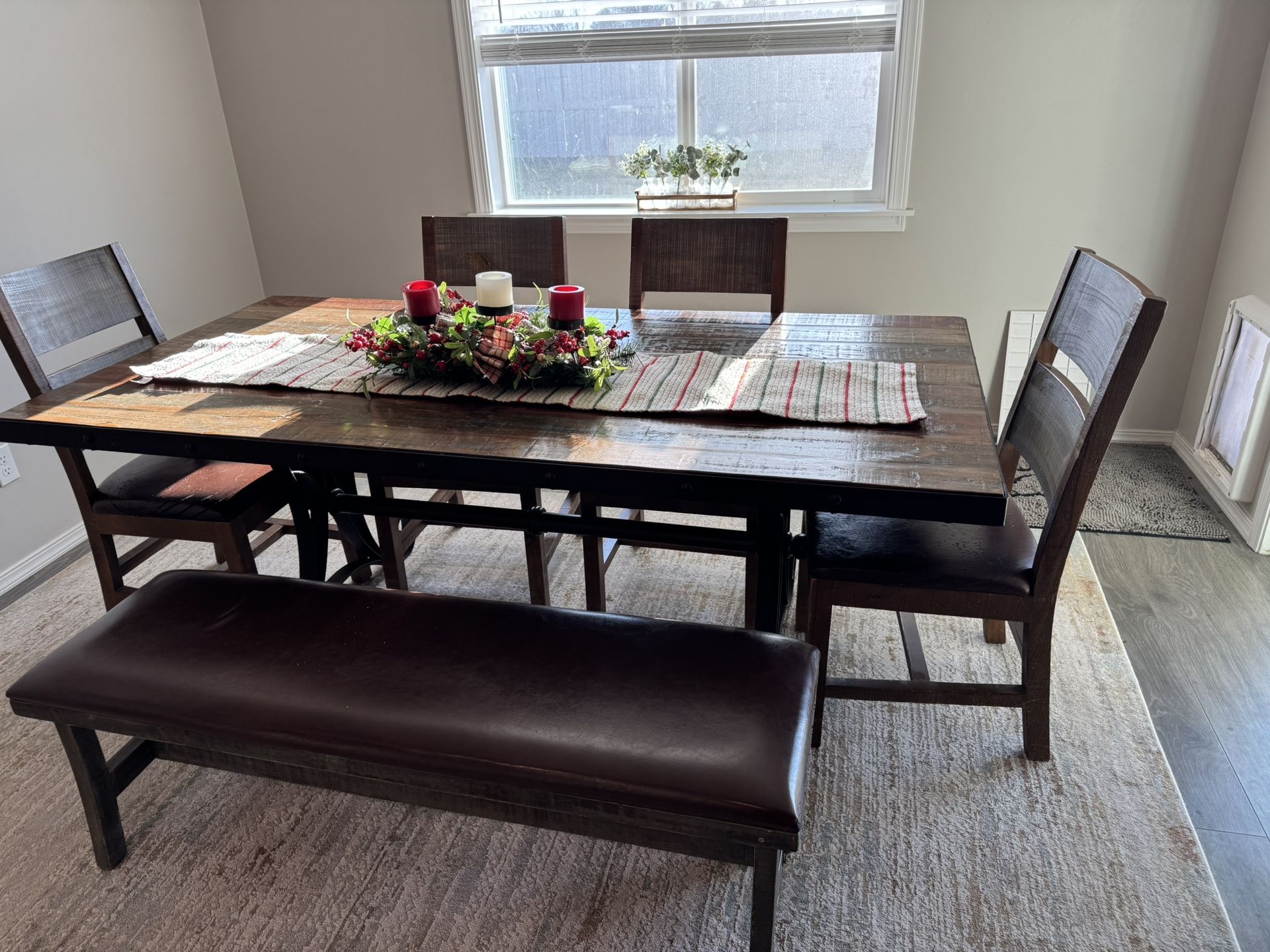 Rustic Table With Chairs And Bench Seat
