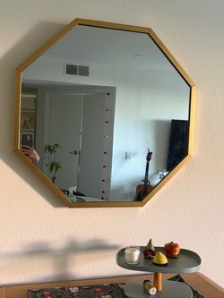 Large Octagonal Wall Mirror Gold Frame
