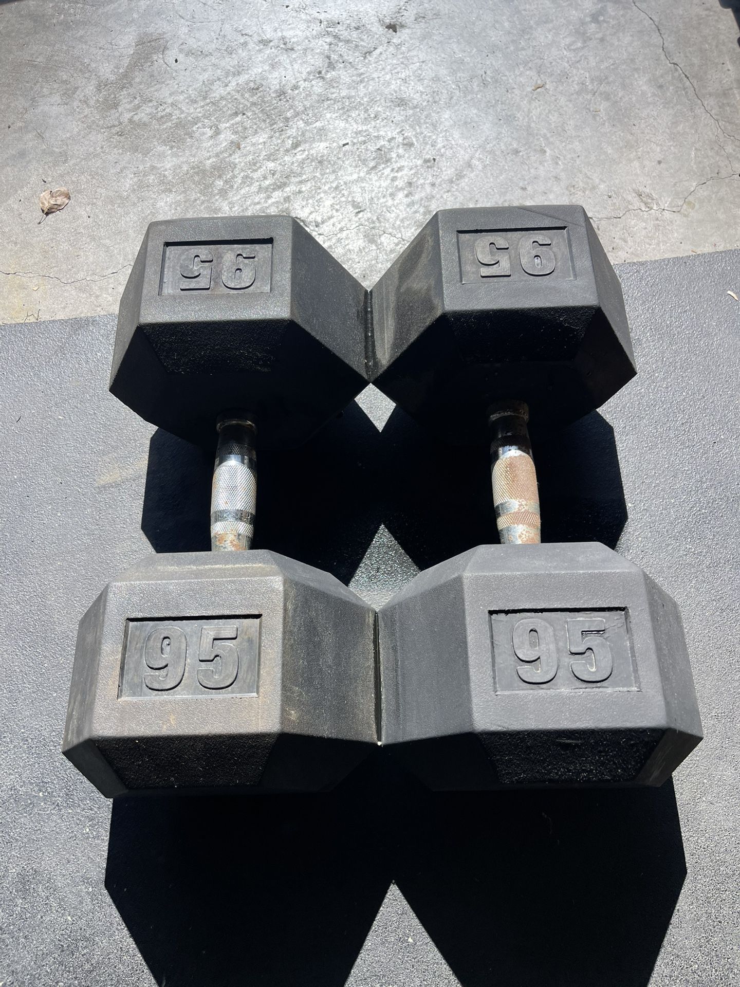 95 lbs Hex Rubber Dumbbell Weights….  Home Gym Fitness…