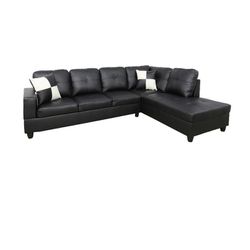 5 Piece Black  Leather Sectional 