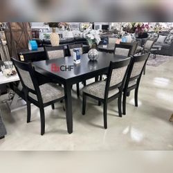 New 7 Pc Dining Table Set  ( Table + 6 Chairs )