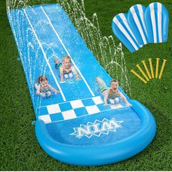 Jasonwell Slip and Slide Lawn Toy - Lawn Water Slides Summer Slip Waterslide for Kids Adults 20ft Extra Long with Sprinkler N 3 Bodyboards Backyard Ga