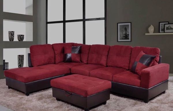 New Red Microfiber Sectional Sofa With Storage Ottoman For In New Red Microfiber Sectional Sofa With Storage Ottoman For In Seatac Wa Offerup