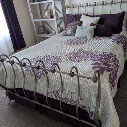 Queen Metal Bed Frame, Mattress And Box Spring 