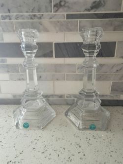 Crystal Tiffany & Co Plymouth Candlestick Pair