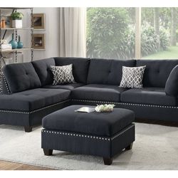 Black Sectional Sofa With Ottoman 