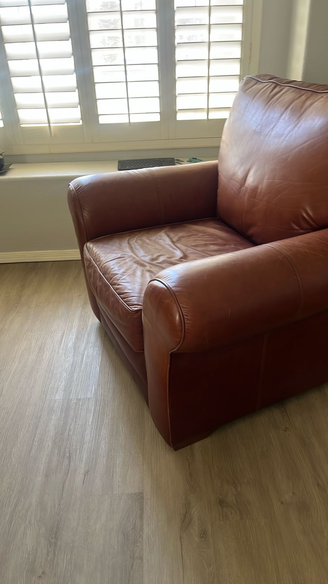 Leather Chairs and Ottoman