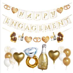 Pirese Happy Engagement Banner, Just Engaged Banner, Happy Engagement Decorations