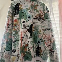 Vintage Artful Dodger Zip up Hoodie Pirate Print  Size Médium 