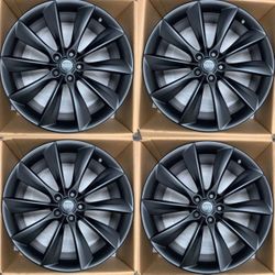 21” Tesla Model S Turbine Matte Satin Black Wheels Rims OEM